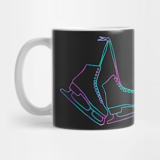 Neon hanging ice skates outline Mug